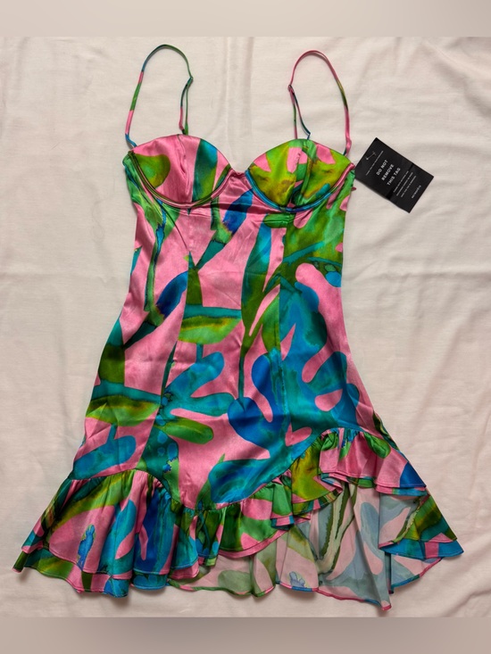 Retrofete Dresses & Skirts - Retrofete Silvana Silk Dress in Jade Tropical Leaf